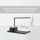 Lampa Birou LED, cu Incarcator Wireless, Boxa Bluetooth si Ceas Digital
