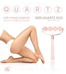 Roller pentru Masaj Corporal cu 4 bile din Quartz Roz 