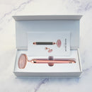 Roller Electric pentru Masaj Facial din Quartz Roz, cu Vibratii