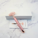 Roller Electric pentru Masaj Facial din Quartz Roz, cu Vibratii