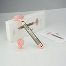 Roller Electric pentru Masaj Facial, 2 in 1, cu Vibratii, din Quartz Roz