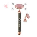 Roller Electric pentru Masaj Facial, 2 in 1, cu Vibratii, din Quartz Roz