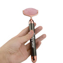 Roller Electric pentru Masaj Facial, 2 in 1, cu Vibratii, din Quartz Roz