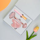Set for Facial Massage 3 in 1, made of Pink Quartz