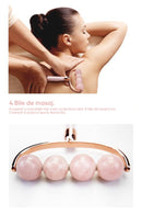 Roller pentru Masaj Corporal cu 4 bile din Quartz Roz 